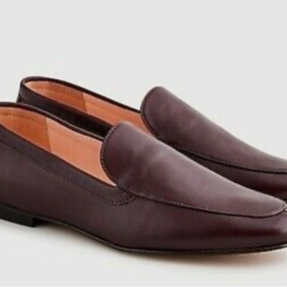 J Crew Cecile burgundy smoking slippers leather loafers.  NWOB.